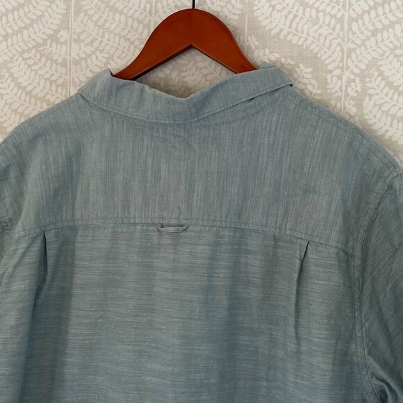 Hurley Essential Slub Cotton Short Sleeve Woven Button Down Shirt Blue/Green XXL - Picture 5 of 13